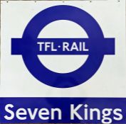 TfL-Rail PLATFORM ROUNDEL SIGN from Seven Kings station on the line from Liverpool Street to