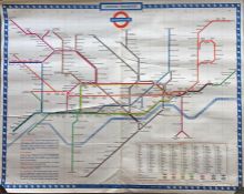 Early 1960s London Underground quad-royal POSTER MAP designed by Harold F Hutchinson. Small losses