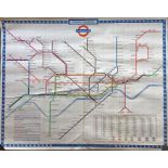 Early 1960s London Underground quad-royal POSTER MAP designed by Harold F Hutchinson. Small losses