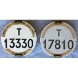 London Tram & Trolleybus METROPOLITAN STAGE CARRIAGE BADGES T13330 (driver) and T17810 (