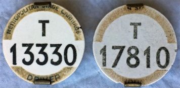 London Tram & Trolleybus METROPOLITAN STAGE CARRIAGE BADGES T13330 (driver) and T17810 (