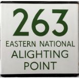 London Transport bus stop enamel E-PLATE for Eastern National route 263 lettered 'Alighting