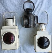 Selection of London Underground PARAFFIN LAMPS comprising 2 x TRAIN TAIL LAMPS (red aspect), both