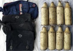 3 x London Underground GUARDS' EQUIPMENT BAGS (2 used, one unused) of the tradtional type with