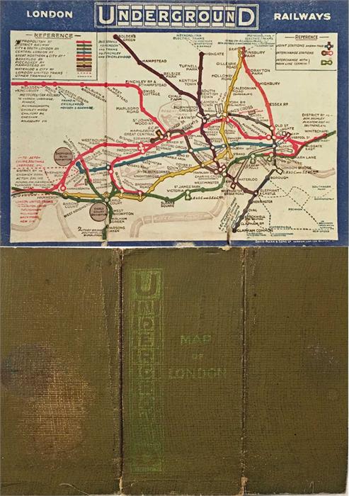 c1911 London Underground Railways CARD POCKET MAP, considered by many to be the true ancestor of