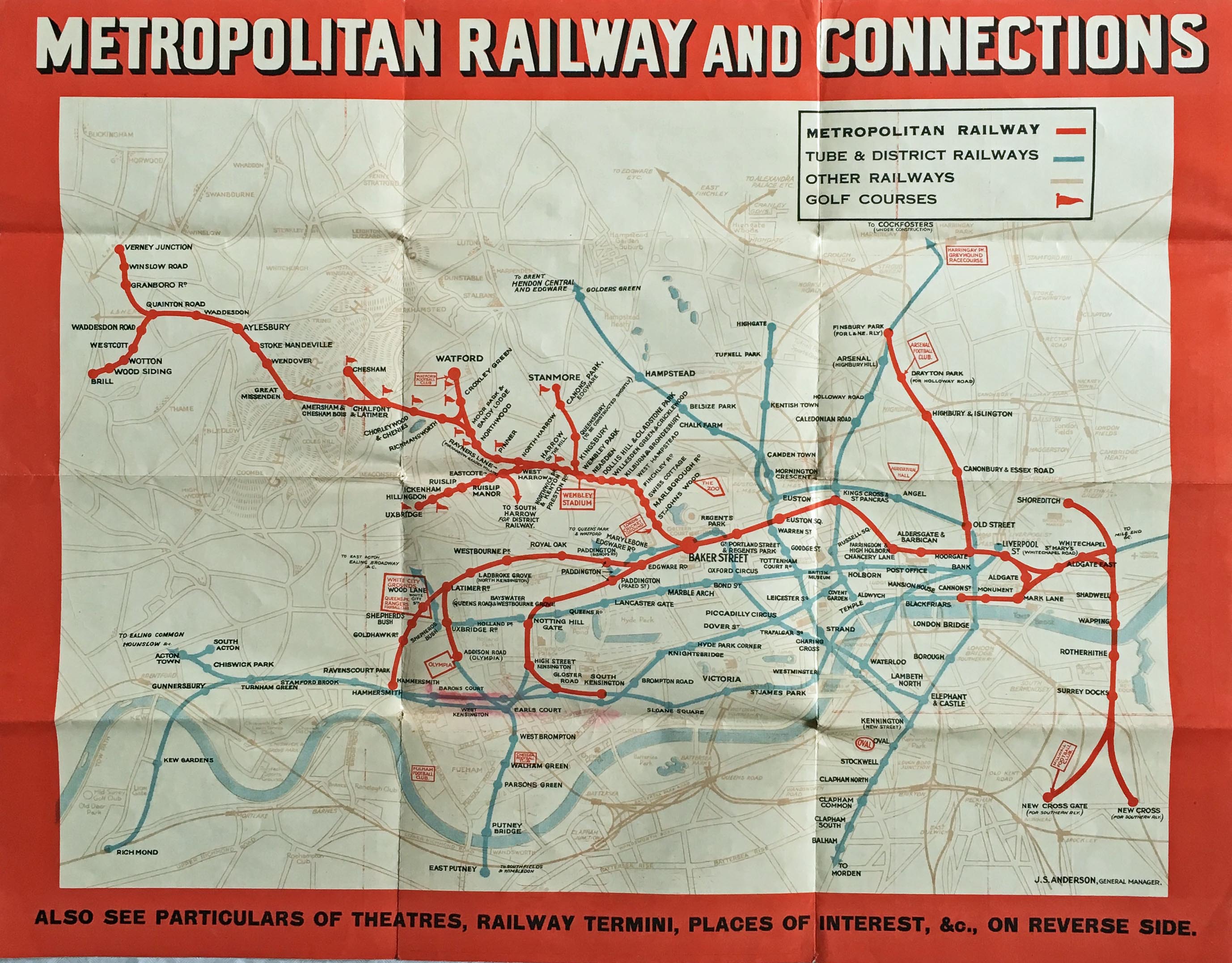 London Underground items comprising c1932 Metropolitan Railway MAP OF LONDON (The Met's own - Image 2 of 2