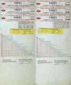 London Transport TROLLEYBUS FARECHARTS comprising 3 x double-sided card charts dated 1959 for routes