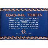 Original c1934/5 London Transport POSTER 'Road-Rail Tickets' issued for pasting on buses to