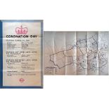 Original 1953 London Transport double-royal POSTER 'Coronation Day' detailing closed and