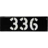 London Transport ROUTE NUMBER STENCIL PLATE '336' for the RLH-type, low-height buses working out