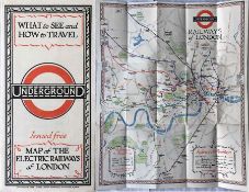 1928 London Underground MAP of the Electric Railways of London "What to see and how to travel".