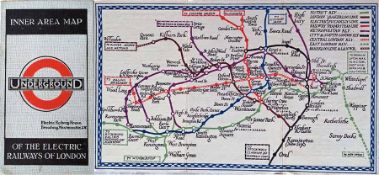 1921 London Underground 'Inner Area MAP of the Electric Railways of London', a pocket-sized linen-