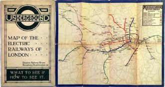 1919 London Underground MAP OF THE ELECTRIC RAILWAYS OF LONDON 'What to See & How to See it' with