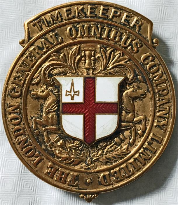 London General Omnibus Company Limited Timekeeper's CAP BADGE from the horse-bus era, c1890s.