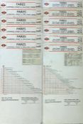 London Transport TROLLEYBUS FARECHARTS comprising 6 x double-sided card charts dated 1959 for routes