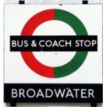 London Transport 1950s/60s Country Buses BUS & COACH STOP SHELTER PLATE 'Broadwater' from a '