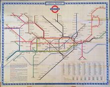 1962 London Underground quad-royal POSTER MAP designed by Harold Hutchison. Shows the Victoria