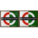 1940s/50s London Transport BUS AND COACH STOP FLAG of the flat, framed style (2 enamel plates in a