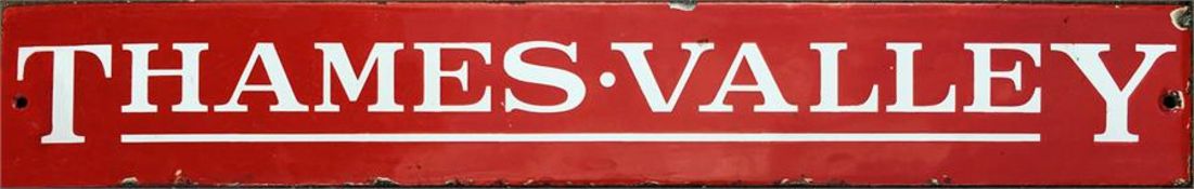 Thames Valley timetable panel enamel HEADER PLATE. Measures 21" x 3.25" (54cm x 8cm). Some small