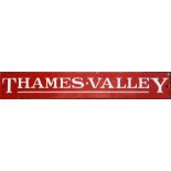 Thames Valley timetable panel enamel HEADER PLATE. Measures 21" x 3.25" (54cm x 8cm). Some small