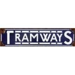 Underground Group 'Tramways' ENAMEL HEADER PLATE, probably from a timetable panel. Style,