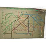 A British Railways CARRIAGE MIRROR MAP 'Southern Region Suburban Services' (glass). Undated but