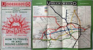 c1908 London Underground POCKET MAP with the short-lived 'Swift and Sure' cover design. Also of