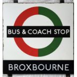 London Transport 1950s/60s Country Buses BUS & COACH STOP SHELTER PLATE 'Broxbourne' from a '