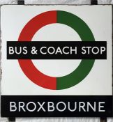 London Transport 1950s/60s Country Buses BUS & COACH STOP SHELTER PLATE 'Broxbourne' from a '