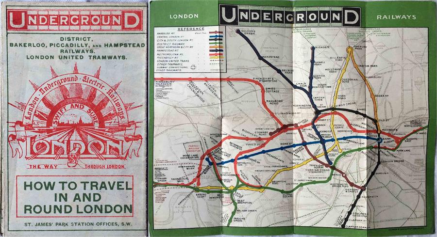 c1908 London Underground POCKET MAP with the short-lived 'Swift and Sure' cover design. Also of - Image 3 of 3