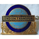 London Transport Buses Assistant Chief Instructor's CAP BADGE. The early 1960s issue, made of gold-