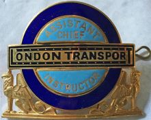 London Transport Buses Assistant Chief Instructor's CAP BADGE. The early 1960s issue, made of gold-