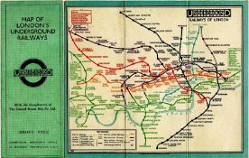 London Underground linen-card POCKET MAP from the Stingemore-designed series of 1925-32. This is a