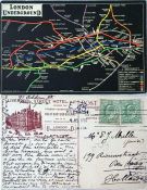 1908 London Underground POSTCARD MAP. These cards were produced for promotional purposes and this