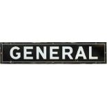 General' ENAMEL SIGN, thought to be a timetable/poster board header plate for LGOC buses though it