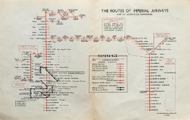 1935 DIAGRAMMATIC MAP by H C Beck of 'The Routes of Imperial Airways'. Drawn by Harry Beck, it shows