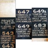 London Transport Charlton-manufactured TROLLEYBUS DESTINATION BLIND from Stamford Hill depôt dated