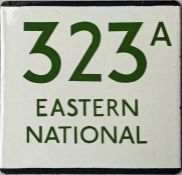 London Transport bus stop enamel E-PLATE for route 323A 'Eastern National' in green lettering.