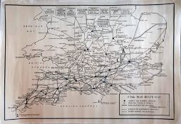 A Royal Blue Coaches ROUTE MAP POSTER thought to have been made for office use. Dated 1970, it shows