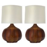 David Cressey (b. 1916) for Architectural Pottey, oversized Flame Glaze table lamps, pair, USA,