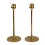 Robert Riddle Jarvie (1865-1941), Alpha candlesticks, pair, Chicago, IL, brass, each signed