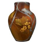 Clara C. Lindeman (1871-1960) for Rookwood Pottery, Cherry Tree Branches vase, #927E, Cincinnati,