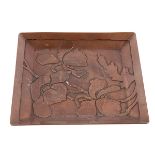Carence Crafters, Poppy tray, Chicago, IL, acid-etched copper, stamped marks, 5 3/4"sq x 1/2"h Old