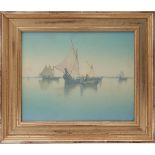 Charles (Carl) Schmidt (1875-1959) for Rookwood Pottery, Venetian Fishing Boats plaque,