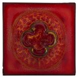 Louis Comfort Tiffany (1848-1933), tile, New York, NY, 1915, red Favrile glass, unsigned, 3"sq