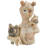 Lisa Clague, (American, b. 1962), Untitled, ceramic and mixed media, 9"h x 7"w x 4"d Please