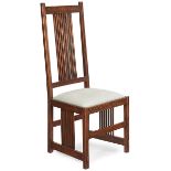 Gustav Stickley, high back spindle side chair, #384, Eastwood, NY, oak, unsigned, 19"w x 18"d x 45.