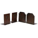 The Roycrofters, bookends, two pairs: Wedding Invitation and Ring Handle, East Aurora, NY, copper,