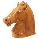 Artist Unknown, 20th c., monumental horse sculpture, carved mahogany, unsigned, with clipped mane