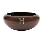 The Kalo Shop, bowl, Chicago, IL, copper, sterling silver, stamped mark, applied H monogram, 8.5"dia